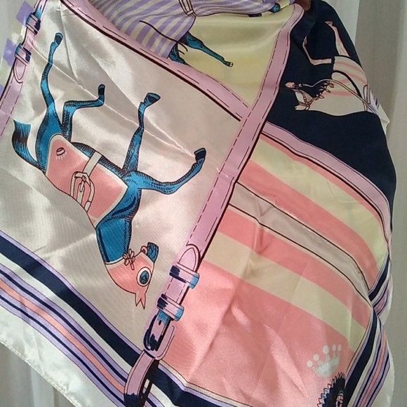 Fashion Scarf Soft Satin Ponies Horses Design - Picture 7 of 9